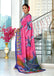 HERIAGE STYLE HAND PRINT MULMUL COTTON PINK SAREE