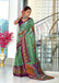 HERIAGE STYLE HAND PRINT MULMUL COTTON SAGA GREEN SAREE