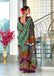 HERIAGE STYLE HAND PRINT MULMUL COTTON SAGA GREEN SAREE