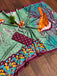 HERIAGE STYLE HAND PRINT MULMUL COTTON SAGA GREEN SAREE