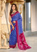 ILEANA PURE MULMUL COTTON FANCY HAND BLOCK PRINT BLUE SAREE