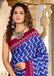 ILEANA PURE MULMUL COTTON FANCY HAND BLOCK PRINT BLUE SAREE