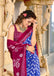 ILEANA PURE MULMUL COTTON FANCY HAND BLOCK PRINT BLUE SAREE