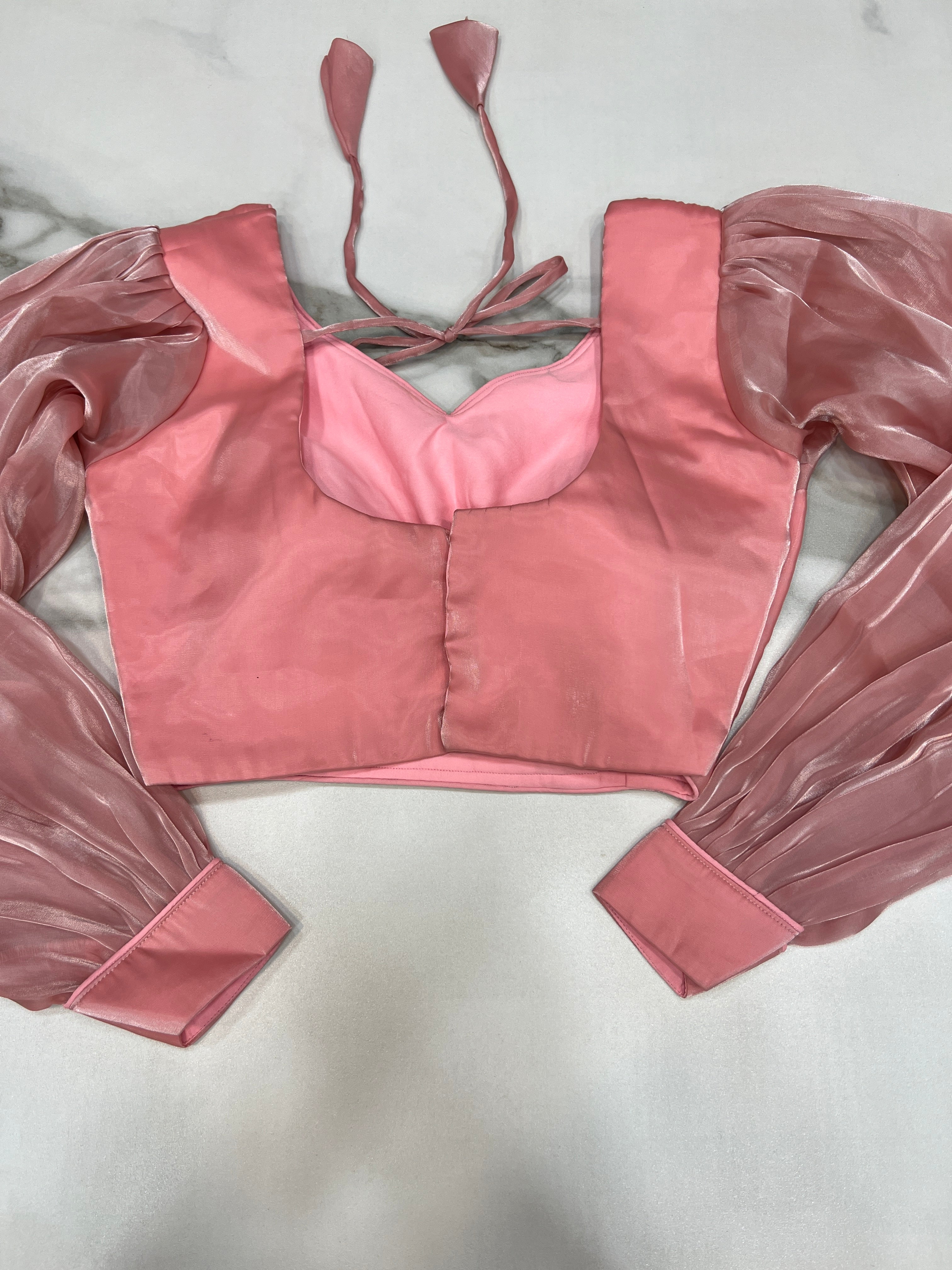 READY TO WEAR PREDRAPPED REAY TO WEAR SAREE WITH FULL STTICHED BLOUSE JIMMY CHOO FABRIC PINK