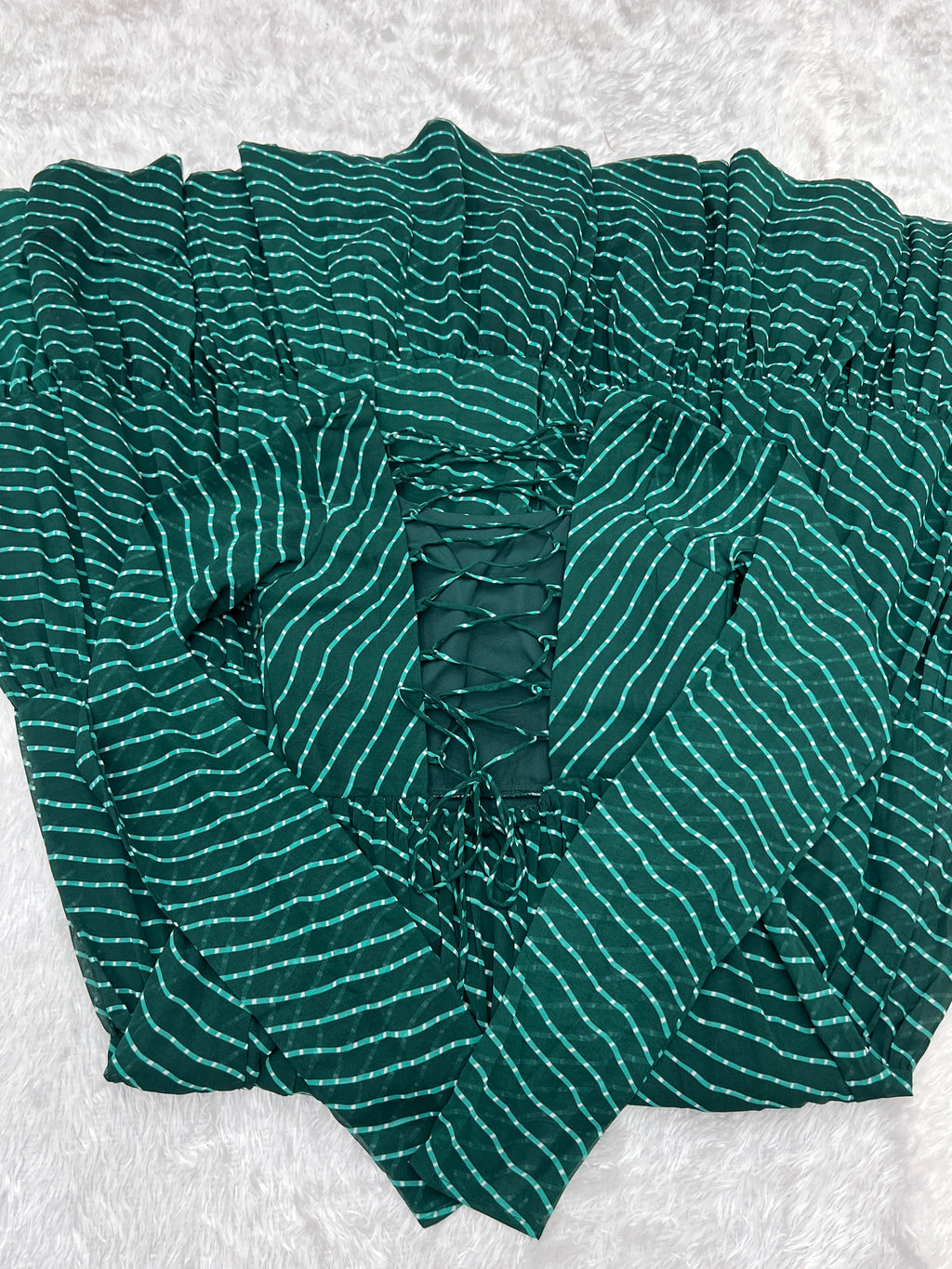 NKB-43 PURE SOFT FOX GEORGETTE LAHERIYA PRINT FABRIC FULLY FLAIR ANARKALI FULLY STTICHED GOWN READY TO WEAR GREEN