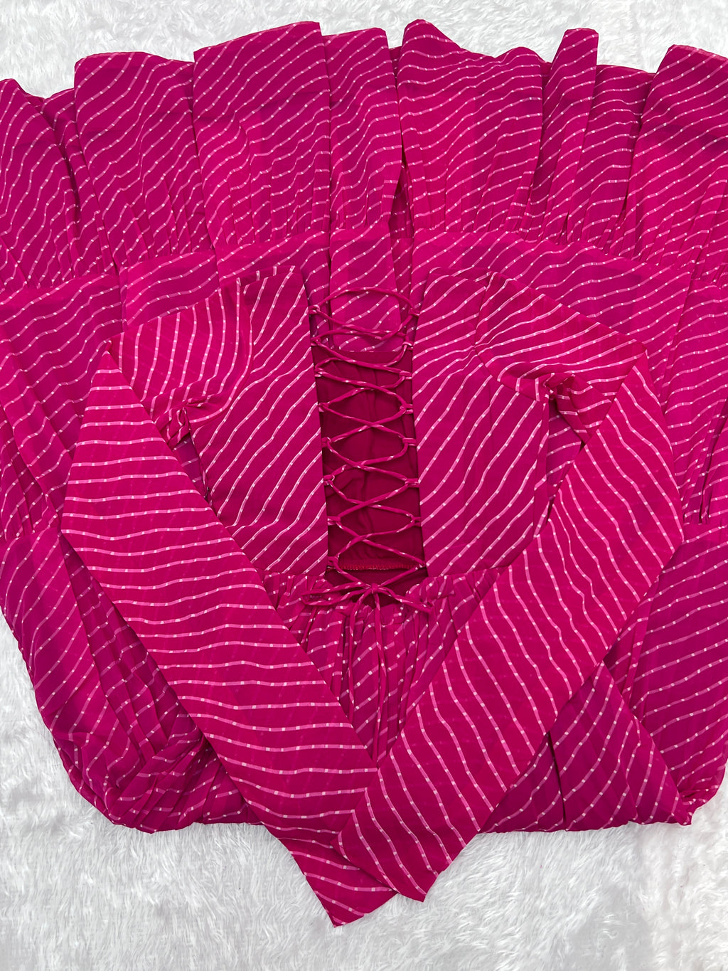 NKB-43 PURE SOFT FOX GEORGETTE LAHERIYA PRINT FABRIC FULLY FLAIR ANARKALI FULLY STTICHED GOWN READY TO WEAR PINK