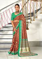 INAYAT PURE MULMUL COTTON JAIPUR PRINTD MAROON SAREE