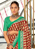 INAYAT PURE MULMUL COTTON JAIPUR PRINTD MAROON SAREE
