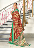INAYAT PURE MULMUL COTTON JAIPUR PRINTD MAROON SAREE