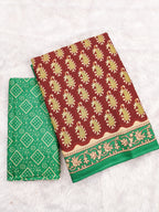 INAYAT PURE MULMUL COTTON JAIPUR PRINTD MAROON SAREE