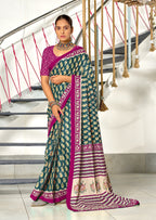 INAYAT PURE MULMUL COTTON JAIPUR PRINTD STILL GREY SAREE