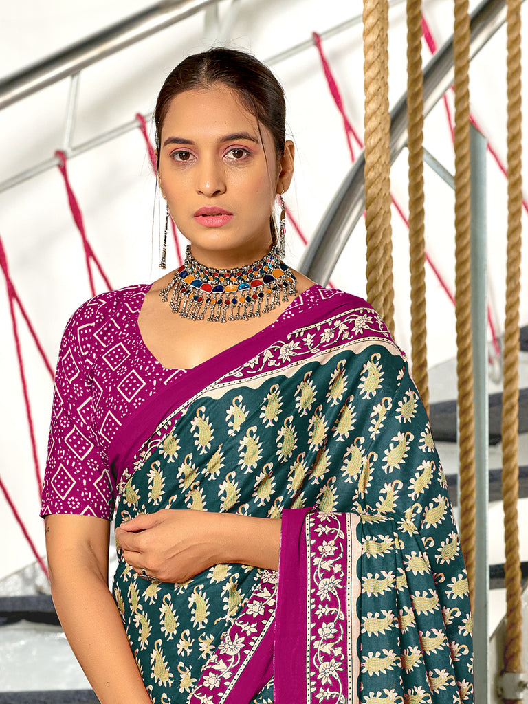 INAYAT PURE MULMUL COTTON JAIPUR PRINTD STILL GREY SAREE