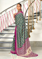 INAYAT PURE MULMUL COTTON JAIPUR PRINTD STILL GREY SAREE