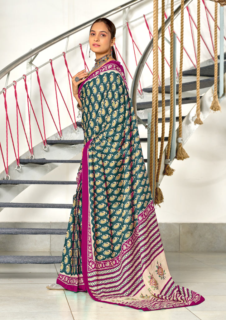 INAYAT PURE MULMUL COTTON JAIPUR PRINTD STILL GREY SAREE