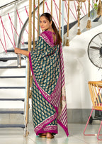 INAYAT PURE MULMUL COTTON JAIPUR PRINTD STILL GREY SAREE