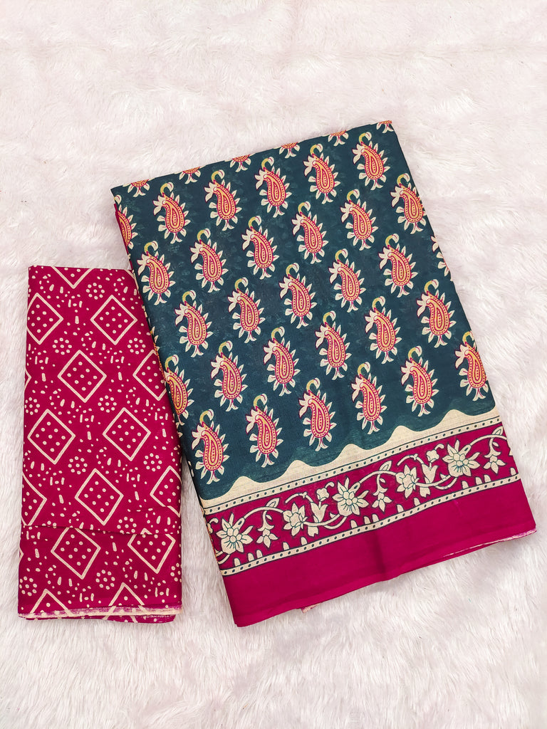 INAYAT PURE MULMUL COTTON JAIPUR PRINTD STILL GREY SAREE
