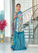 JYOTHIKA PURE MULMUL COTTON IKKAT  PRINTD BLUE SAREE