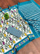 JYOTHIKA PURE MULMUL COTTON IKKAT  PRINTD BLUE SAREE