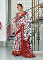 JYOTHIKA PURE MULMUL COTTON IKKAT  PRINTD MAROON SAREE