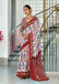 JYOTHIKA PURE MULMUL COTTON IKKAT  PRINTD MAROON SAREE