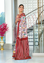 JYOTHIKA PURE MULMUL COTTON IKKAT  PRINTD MAROON SAREE