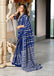 KADAMBARI MULMUL COTTON PURE COTTON FANCY BAGRU BLOCK PRINT BLUE SAREE