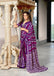 KADAMBARI MULMUL COTTON PURE COTTON FANCY BAGRU BLOCK PRINT PURPLE SAREE