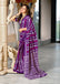 KADAMBARI MULMUL COTTON PURE COTTON FANCY BAGRU BLOCK PRINT PURPLE SAREE