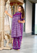KADAMBARI MULMUL COTTON PURE COTTON FANCY BAGRU BLOCK PRINT PURPLE SAREE