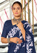 KALA PURE MULMUL COTTON HAND BLOCK FLORAL PRINTD BLUE SAREE