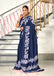 KALA PURE MULMUL COTTON HAND BLOCK FLORAL PRINTD BLUE SAREE