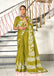 KALA PURE MULMUL COTTON HAND BLOCK FLORAL PRINTD GREEN SAREE