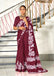 KALA PURE MULMUL COTTON HAND BLOCK FLORAL PRINTD MAROON SAREE