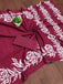 KALA PURE MULMUL COTTON HAND BLOCK FLORAL PRINTD MAROON SAREE