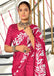 KALA PURE MULMUL COTTON HAND BLOCK FLORAL PRINTD PINK SAREE