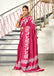 KALA PURE MULMUL COTTON HAND BLOCK FLORAL PRINTD PINK SAREE
