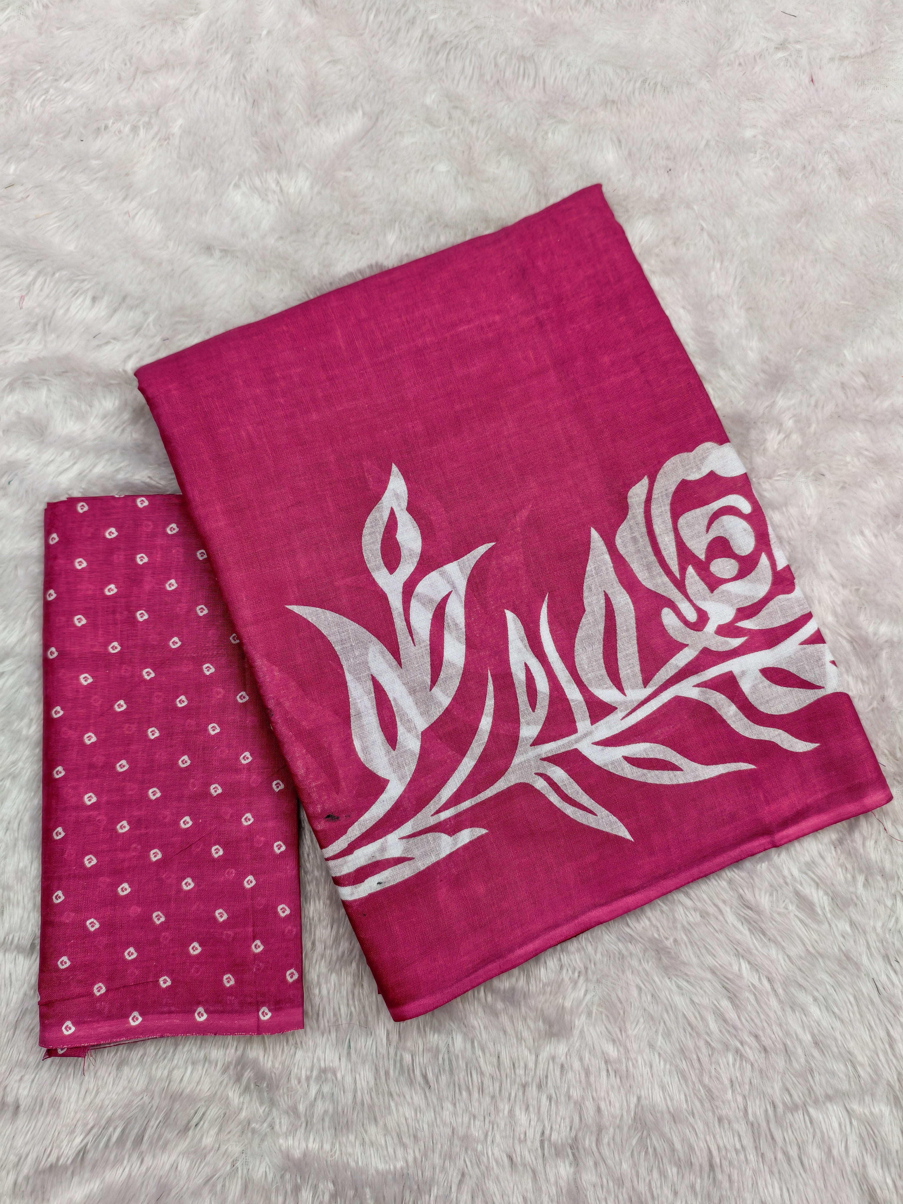 KALA PURE MULMUL COTTON HAND BLOCK FLORAL PRINTD PINK SAREE