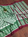 KALINI PURE MULMUL COTTON IKKAT  PRINTD BOTTLE GREEN SAREE