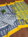 KALINI PURE MULMUL COTTON IKKAT  PRINTD GREY SAREE