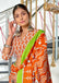 KALINI PURE MULMUL COTTON IKKAT  PRINTD ORANGE SAREE