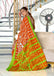 KALINI PURE MULMUL COTTON IKKAT  PRINTD ORANGE SAREE