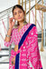 KALINI PURE MULMUL COTTON IKKAT  PRINTD PINK SAREE