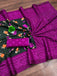 KALKI PURE MULMUL COTTON FLOWER WITH BANDHANI BLOCK PRINTD DARK GREEN SAREE