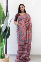 KARISHMA SOFT PURE COTTON MTR BAGRU HAND BLOCK PRINT PURE COTTON AJRAKH TEST MULTICOLOR SAREE