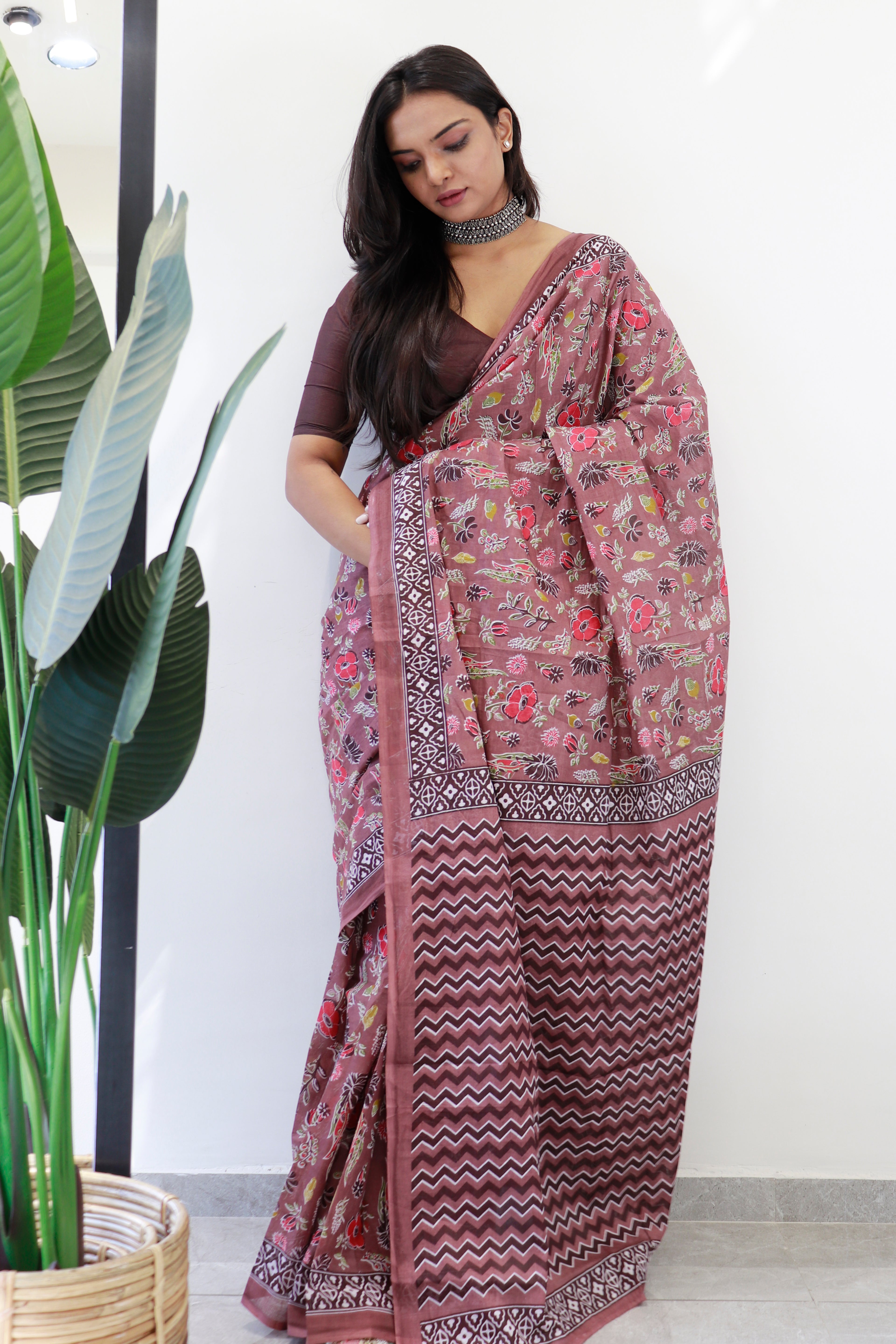 KARISHMA SOFT PURE COTTON MTR BAGRU HAND BLOCK PRINT PURE COTTON AJRAKH TEST MULTICOLOR SAREE