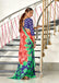 KASISH PURE MULMUL COTTON FANCY HAND BLOCK FLOWER TEST GAJRI WITH GREEN SAREE