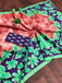 KASISH PURE MULMUL COTTON FANCY HAND BLOCK FLOWER TEST GAJRI WITH GREEN SAREE