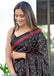 AJRAKH FANCY HAND BLOCK MULMUL COTTON BLACK SAREE