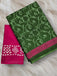 AJRAKH FANCY HAND BLOCK MULMUL COTTON GREEN SAREE