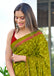 AJRAKH FANCY HAND BLOCK MULMUL COTTON MEHNDI GREEN SAREE